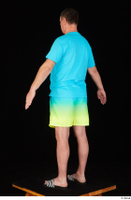  Spencer blue t shirt blue yellow shorts dressed slides standing whole body 0012.jpg